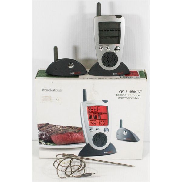 BROOKSTONE GRILL ALERT TALKING REMOTE THERMOMETER
