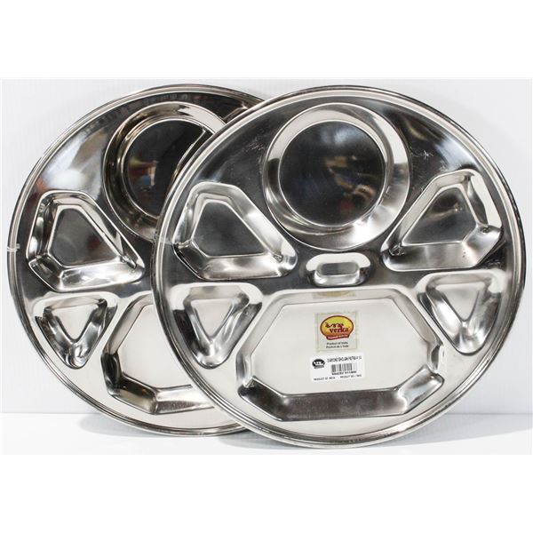 2 HEAVY DUTY 14" DIVIDED FOOD TRAYS