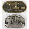 Image 1 : 2 VINTAGE HALLIBURTON BELT BUCKLES W/ FLYING H LOGO