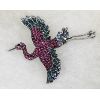 Image 1 : COLORED RHINESTONE HERON BROOCH