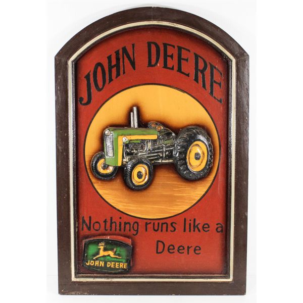 JOHN DEERE "NOTHING RUNS LIKE A DEER" WOOD SIGN