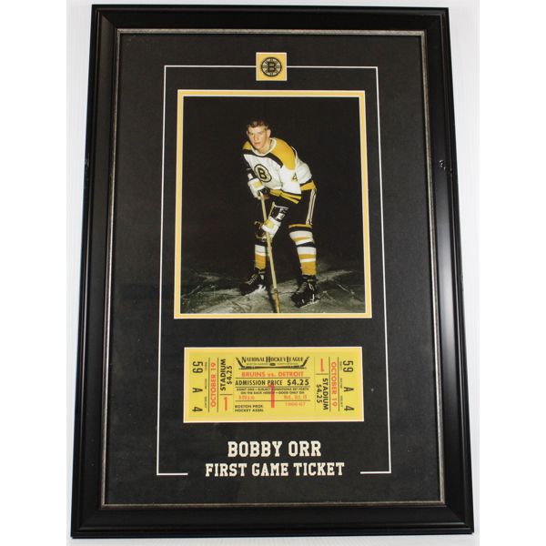 BOBBY ORR FIRST GAME TICKET FRAMED