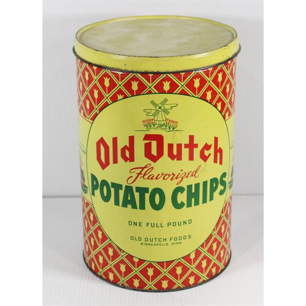 RARE OLD DUTCH POTATO CHIPS TIN - ONE POUND