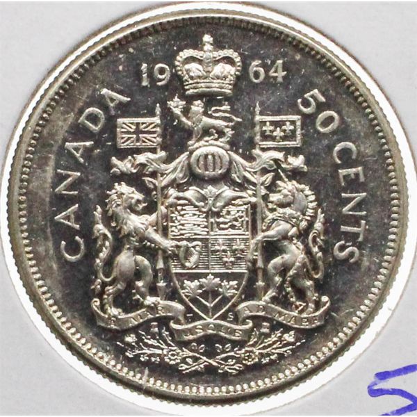 1964 CANADIAN SILVER 50 CENT COIN