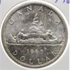 Image 1 : 1965 CANADIAN SILVER 1 DOLLAR COIN