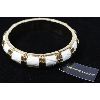 Image 1 : JOAN RIVERS SIGNED BRACELET, GOLD TONE W/LEATHER INLAY