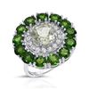 Plated Rhodium 2.87ct Green Amethyst and White Topaz Ring