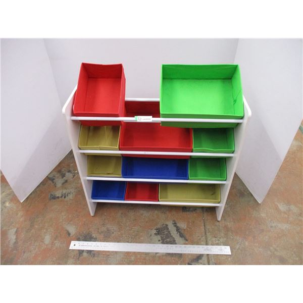 *Kid's Storage Rack w/ (11) Colourful Fabric Bins (22" tall)