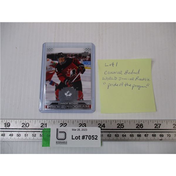 Connor Bedard Upper Deck World Junior 2022 "Pride of the Program" Card