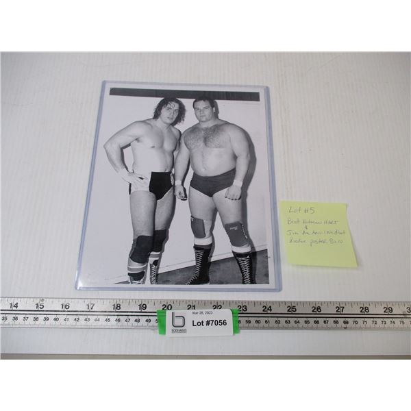 Black and White 8x10 Poster of Brett Hart and Jim "the Anvil" Neidhart in Sleeve