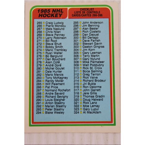 1984-85 OPC Checklist (Unmarked)