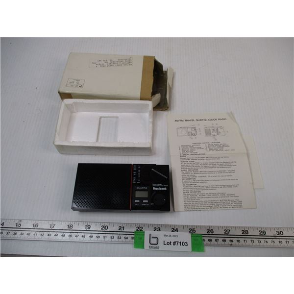 Maclean's Travel Quartz Clock Radio