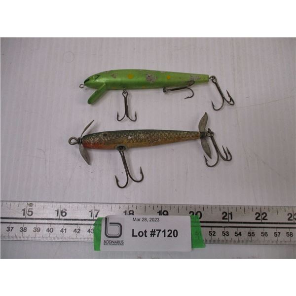 (2) Vintage Fishing Lure/Hooks (4" Long)