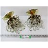 Image 1 : (2X Bid Price) Brass Ceiling Lights w/Prisms (3 prisms are missing)