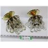 Image 2 : (2X Bid Price) Brass Ceiling Lights w/Prisms (3 prisms are missing)