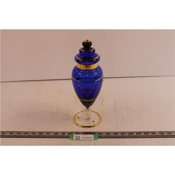 Blue Glass Lidded Vase