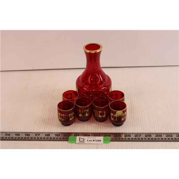 Bohemian Glass Decanter & Glasses