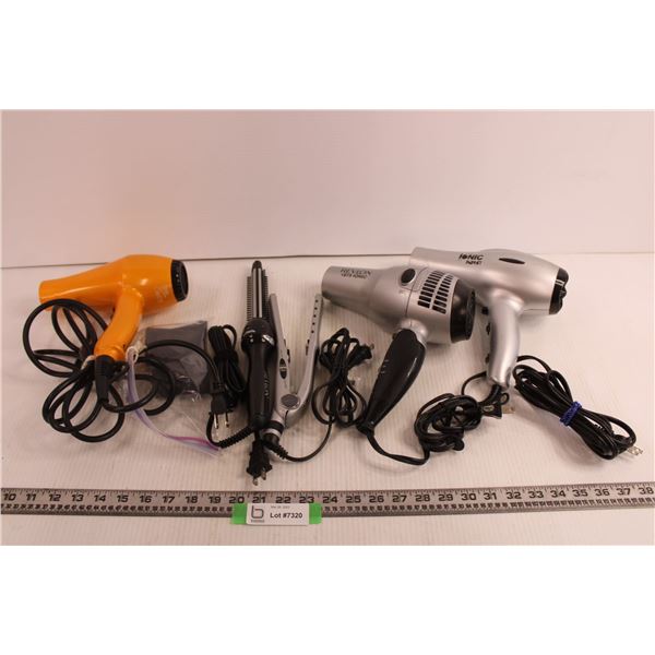 (3) Blow Dryers + Hair Straightener & Curling Iron (All Work)