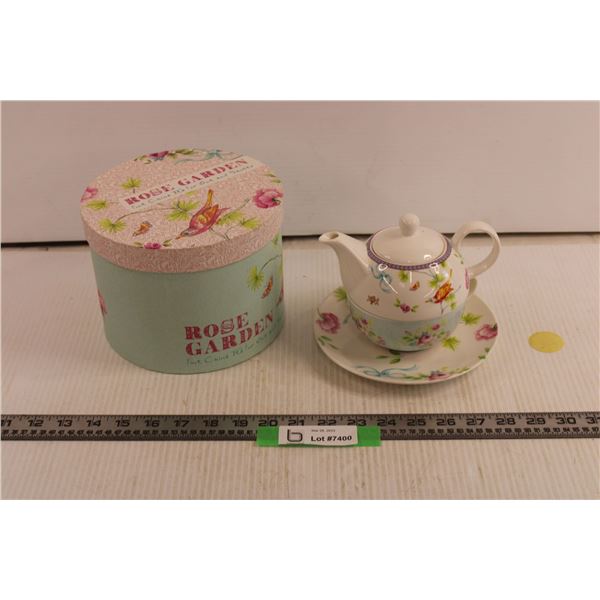 Rose Garden Fine China Tea For One and Saucer