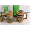Image 2 : (3) Vases + (2) Beer Mugs & Tin Storage Container