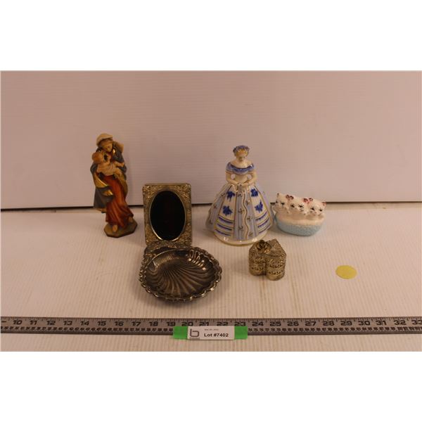(2) Figurines + Small Picture Frame & Miscellaneous