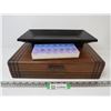 Image 1 : Prescription Pill Organizer - Black Wood Tray/Dish - Cutlery Chest (case has cracks)