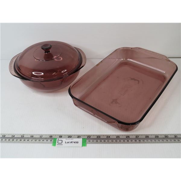 Pyrex Cake Pan - Pyrex Casserole Dish w/Lid