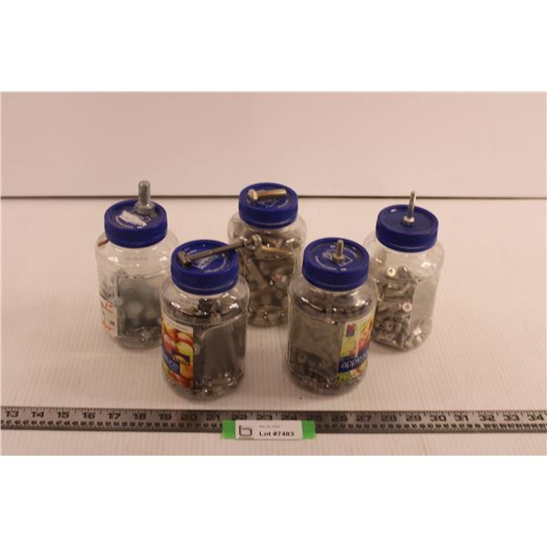 (5) Jars of Assorted Hardware