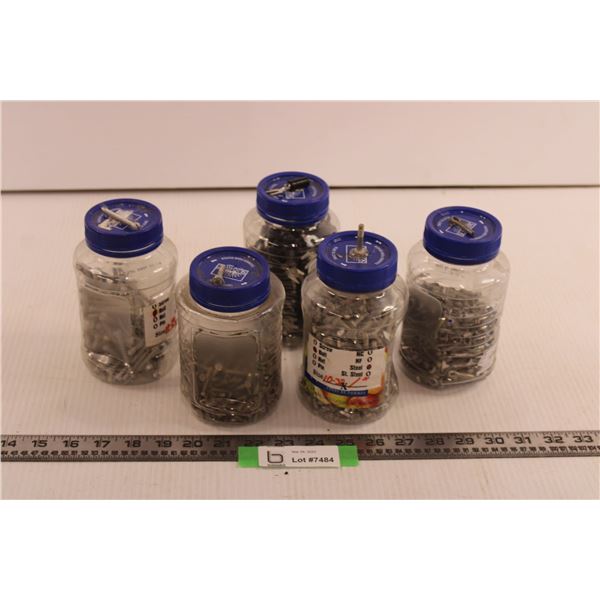 (5) Jars of Assorted Hardware