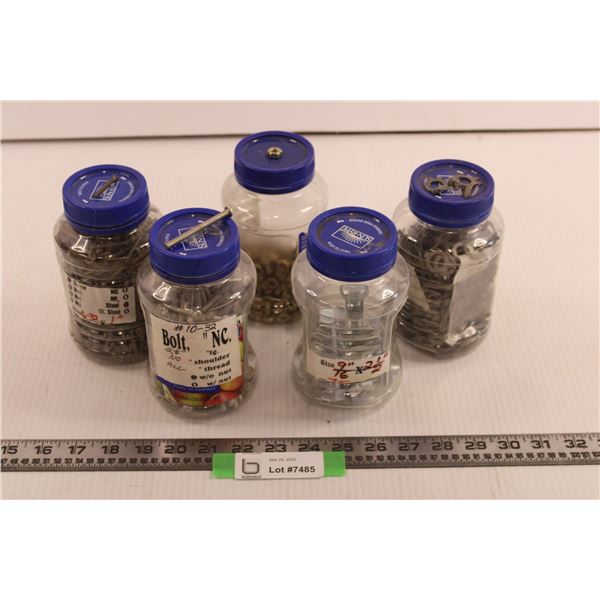 (5) Jars of Assorted Hardware