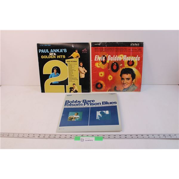 (3) Assorted Vintage Records - Elvis, Paul Anka