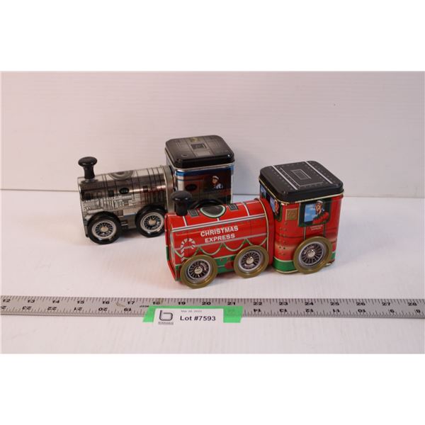 (2) Tin Train Containers
