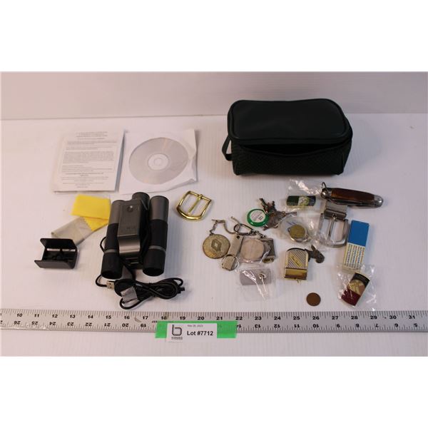 The Sharper Image Binoculars and Misc. - Pins, Keychains