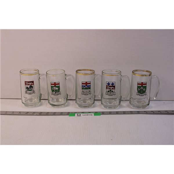 (5) Lot of Canadian Province Glass Steins