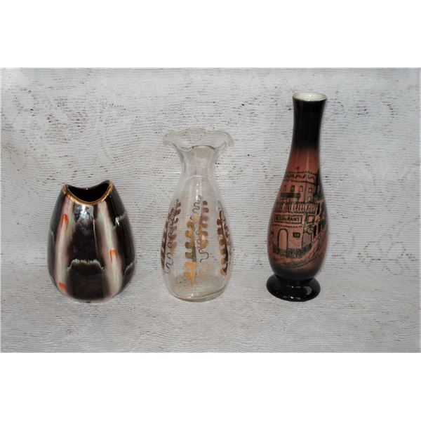 3 vintage Vases one is Germany one signed Seyei