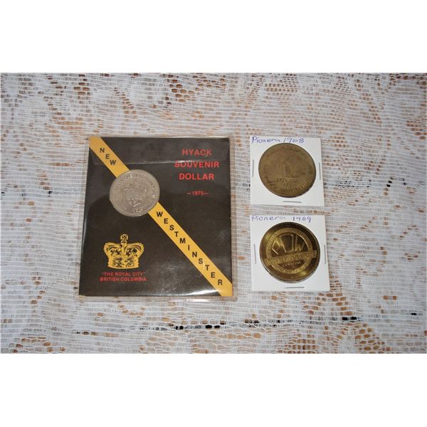 1975 Hyack Trade Dollar  1968/1969 PionEra Trade Dollars