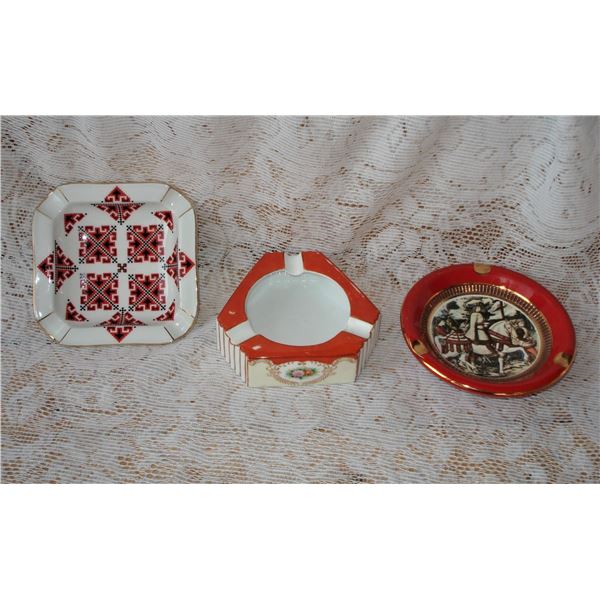 3 Vintage Ashtrays