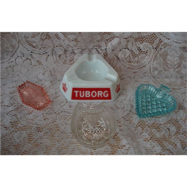 4 Ashtrays  Tuberg Brewing Co is Milk glass