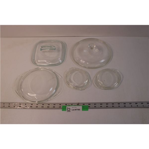 (5) Lot of Glass Pyrex Lids