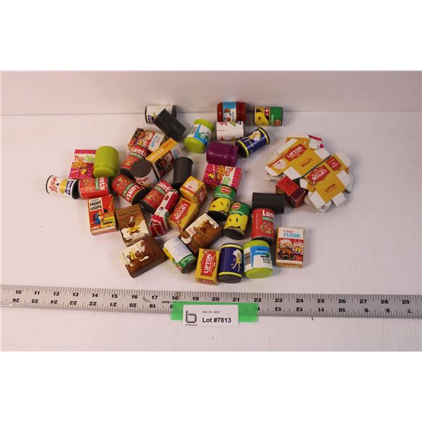 Lot of Assorted Toy Canned Food and Boxes