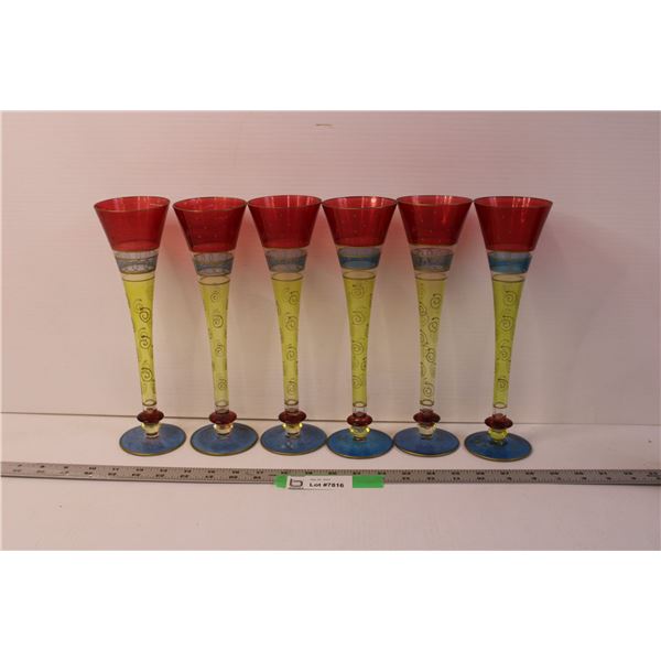 (6) Crystal Champagne Glasses