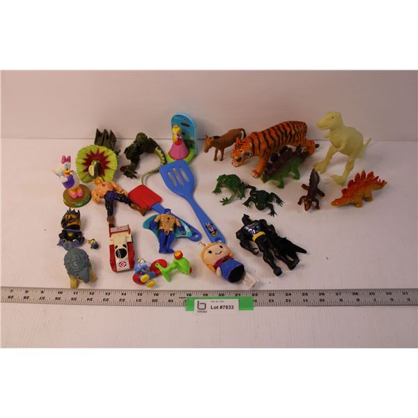 Lot of Toy Dinosaurs and Assorted Toys