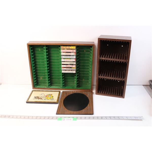 CD and Cassette Holders with Cassettes and Misc.
