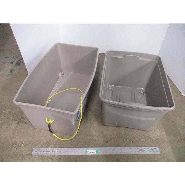*(2) Grey Totes on Casters (No Lids)