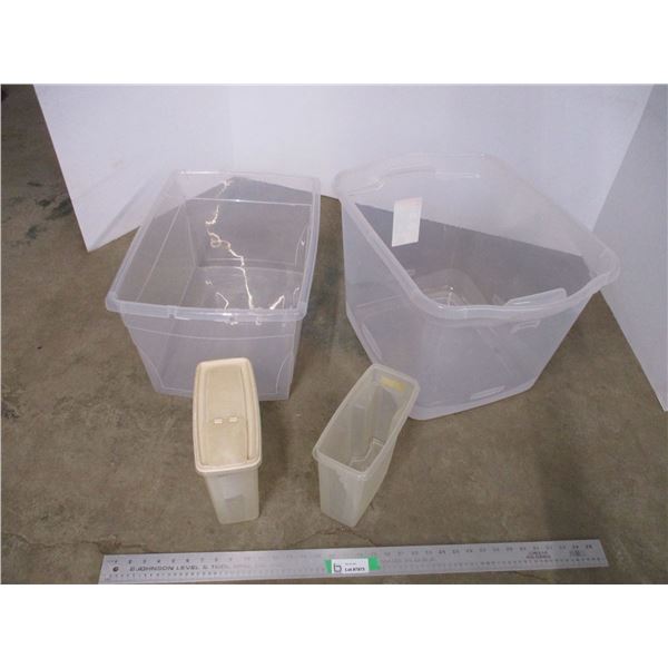 *(2) Clear Totes (No Lids) + 2 Kitchen Containers (1 Lid)