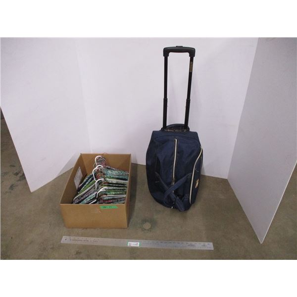 *Duffle Bag w/ Wheels + Box of Hangers