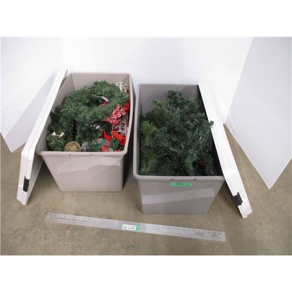 *(2) Wheeled Totes w/ Christmas Decorations