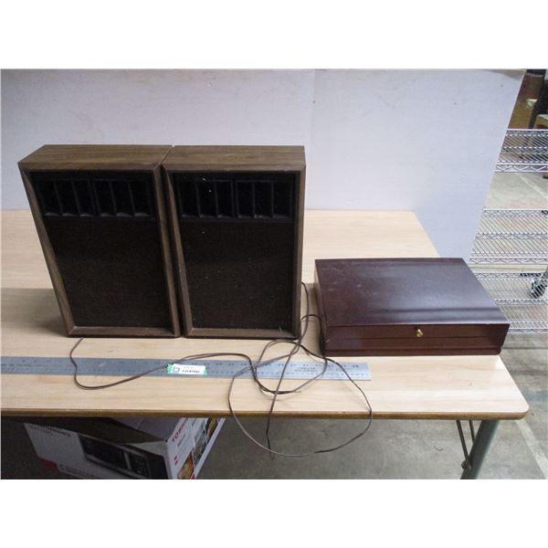 (2) Vintage Speakers + Storage Box
