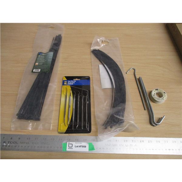 6 Piece Pick Set, Zip ties