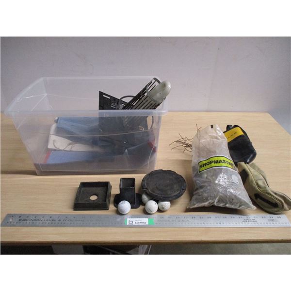 Tote of Misc. Items (Golf Balls, Wire Etc.)